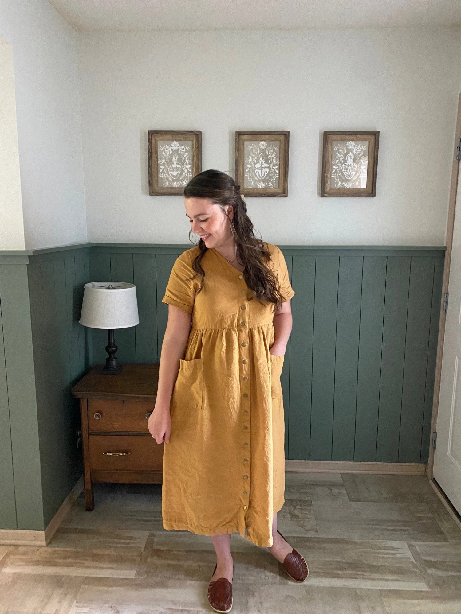 Linen Dress With Snaps, Sustainable Women's Clothing, Mama Dress, MODESTO, Christmas Gift For Her 8 Linen Dress With Snaps, Sustainable Women's Clothing, Mama Dress, MODESTO, Christmas Gift For Her - Image 6