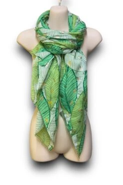 Leaves Pattern With Gold Leaf Foil Cotton Blend Green Scarf/ Spring Summer Autumn Scarf/Gifts For Mom/Scarf Women/Birthday Christmas Gifts -Jewellery Soldes Boutique il fullxfull.5390269540 j7q8