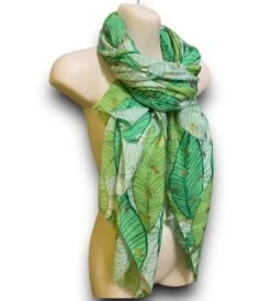 Leaves Pattern With Gold Leaf Foil Cotton Blend Green Scarf/ Spring Summer Autumn Scarf/Gifts For Mom/Scarf Women/Birthday Christmas Gifts -Jewellery Soldes Boutique il fullxfull.5390269582 srbb