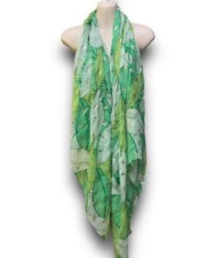 Leaves Pattern With Gold Leaf Foil Cotton Blend Green Scarf/ Spring Summer Autumn Scarf/Gifts For Mom/Scarf Women/Birthday Christmas Gifts -Jewellery Soldes Boutique il fullxfull.5390269618 oy8u