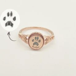 Custom Paw Print Ring, Vintage Rings For Women, Pet Memorial Ring, Dog Memorial, Christmas Gift, Pet Loss Jewelry, Sterling Silver Ring
