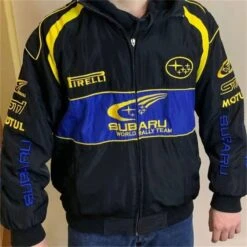 F1- Subaru F1 Racing Retro Jacket Men's And Women's Limited Edition Fashion Track Jacket, Y2k Fully Embroidered-Christmas Gift
