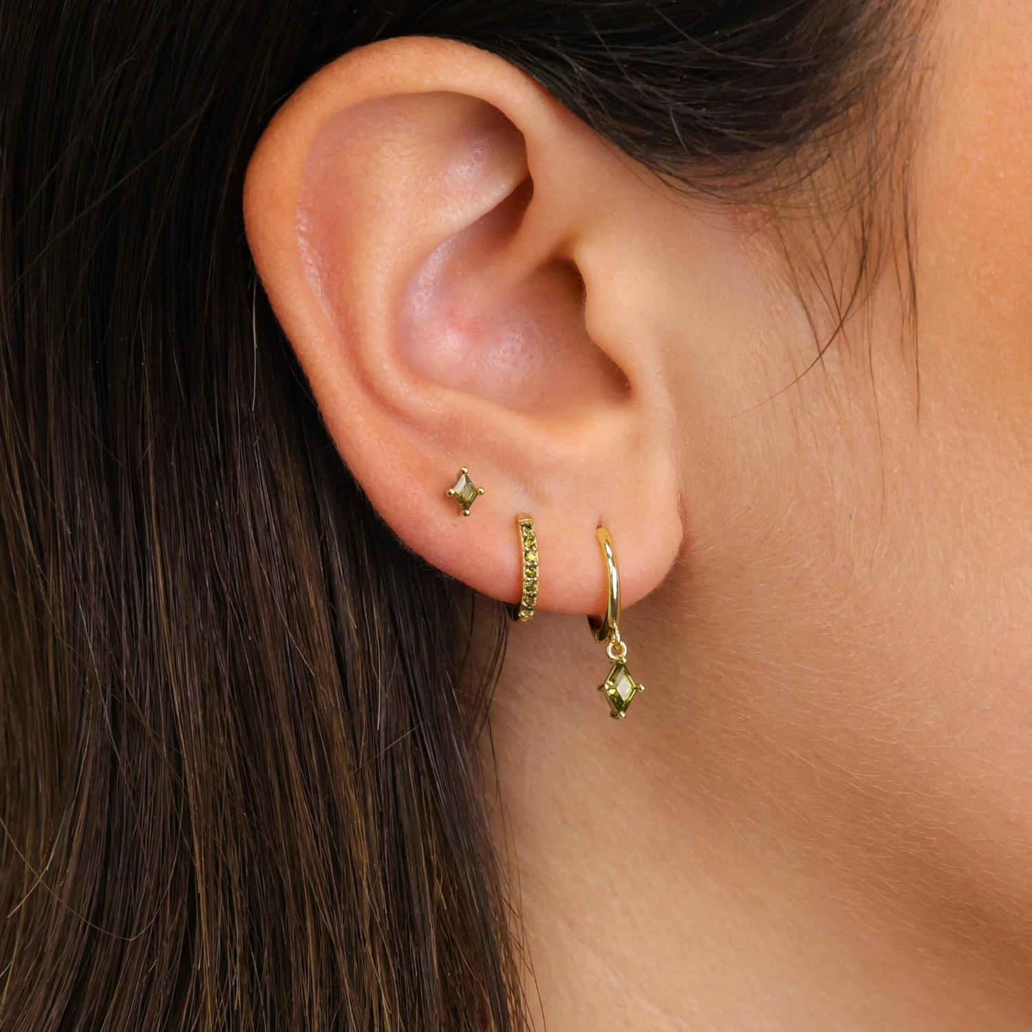 Peridot Dainty Hoop Earring Set • Christmas Gifts • Gift For Mom • Gifts For Her • Bridesmaids Gift • Birthday Gift • Mom Gift 4 Peridot Dainty Hoop Earring Set • Christmas Gifts • Gift For Mom • Gifts For Her • Bridesmaids Gift • Birthday Gift • Mom Gift - Image 2