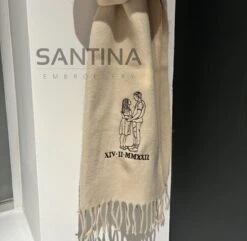 Custom Embroidered Portrait Outline Unisex Scarf , Woven Scarf, Boyfriend Girlfriend Husband Wife Christmas Anniversary Roman Numeral Gift -Jewellery Soldes Boutique il fullxfull.5423823492 dxbk