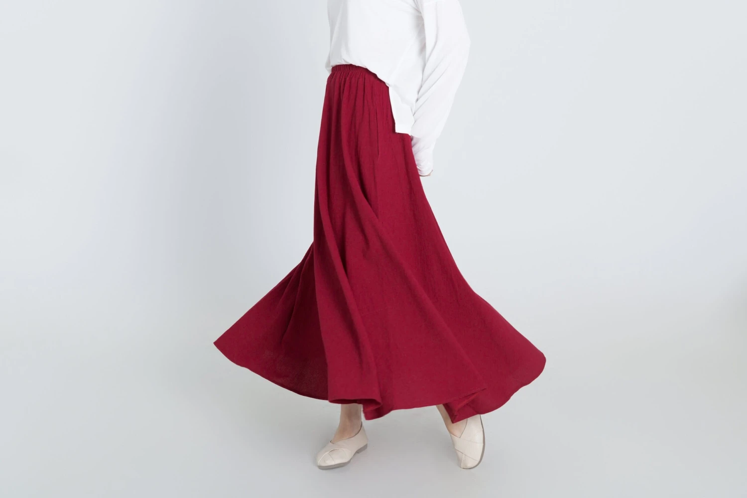 Custom Size Cotton Skirt Loose Skirts A-line Elastic Waist Skirt Travel Skirt Beach Skirt Red Christmas Gift 6 Custom Size Cotton Skirt Loose Skirts A-line Elastic Waist Skirt Travel Skirt Beach Skirt Red Christmas Gift - Image 4