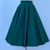 1950s Quality Cotton Midi Full Circle Swing Skirt Pockets In Hunter Green Custom Made Christmas #110 Betty