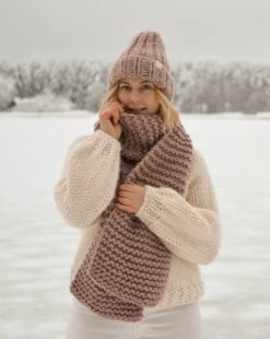 Chunky Handmade Wool Scarf And Chunky Beanie Set For Women Men, Cozy Giant Knitwear, Shawl And Hat, Fall Winter Clothing, Christmas Present