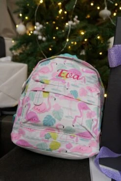 Christmas Baby Gift Pink Flamingo Kid Backpack Personalised Custom Embroidered Name Nursery Kindergarten Preschool Cartoon Toddler Cute Bag -Jewellery Soldes Boutique il fullxfull.5462662126 7hqm