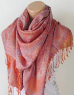 Orange Pashmina Scarf Oversize Shawl Wrap Stole Gift For Mothers Christmas Bridesmaid Women Accessories Fall Winter Holiday Fashion -Jewellery Soldes Boutique il fullxfull.5473822375 dhe4