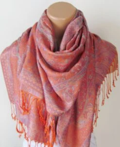 Orange Pashmina Scarf Oversize Shawl Wrap Stole Gift For Mothers Christmas Bridesmaid Women Accessories Fall Winter Holiday Fashion -Jewellery Soldes Boutique il fullxfull.5473822761 5r7l