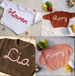 Custom Name Baby Sweater,Personalized Hand Embroidered Baby Sweater,Cute Baby Girls Sweater With Name,Baby Shower Gift,Christmas Gift Baby -Jewellery Soldes Boutique il fullxfull.5482670882 7e0q