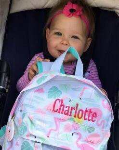 Christmas Baby Gift Pink Flamingo Kid Backpack Personalised Custom Embroidered Name Nursery Kindergarten Preschool Cartoon Toddler Cute Bag -Jewellery Soldes Boutique il fullxfull.5484779521 k05s