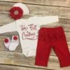 Baby Girls Christmas, Babys First Christmas Outfit, First Holiday Outfit, Free Personalization, Newborn Holiday Outfit, Baby Shower Gift