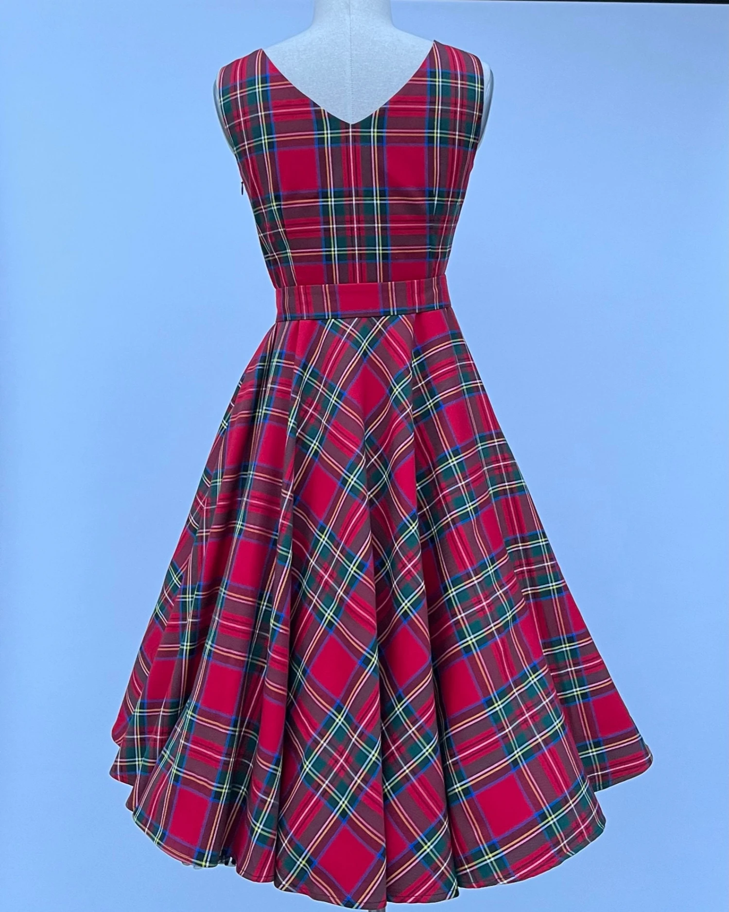 Christmas Red Plaid Tartan Dress Holiday Dress Sleevless Dress Audrey Dress 4 Christmas Red Plaid Tartan Dress Holiday Dress Sleevless Dress Audrey Dress - Image 2