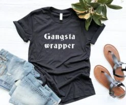 Gangsta Wrapper Funny Christmas Shirts For Women Graphic Tee Holiday Shirts With Quotes Shirt Christmas Sweater Gifts For Womens Tshirts