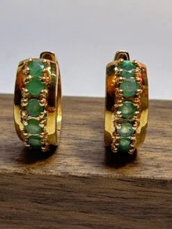 14K Emerald Huggies Hoops Earrings Ross-Simons 14KT Gold 925 Sterling Silver Vintage Jewelry Birthday Anniversary Christmas Gift Bridal Boho