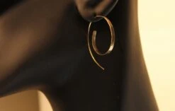 Rustic 14 Karat Gold Filled Spiral Hoops, Handmade Tribal Hoops, Lightweight Artisan Loop Earrings, Gold Hammered Hoops, Christmas Gifts