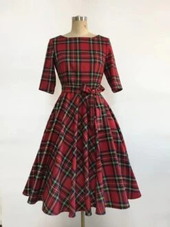Christmas Red Plaid Tartan Dress Holiday