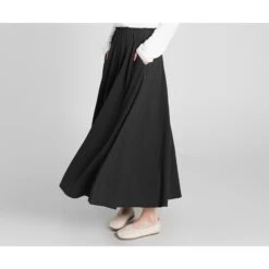 Custom Size Cotton Skirt Loose Skirts A-line Elastic Waist Skirt Travel Skirt Beach Skirt Black Christmas Gift