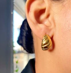 Gold Filled Croissant Stud Earrings, Gold Stud Earrings, Gift For Her, Christmas Gift For Her, Black Friday Sale, 18K Chunky Hoop Earrings