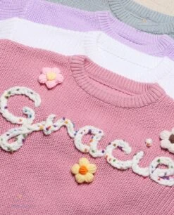 Custom Name Baby Sweater,Personalized Hand Embroidered Baby Sweater,Cute Baby Girls Sweater With Name,Baby Shower Gift,Christmas Gift Baby -Jewellery Soldes Boutique il fullxfull.5530778759 nomy
