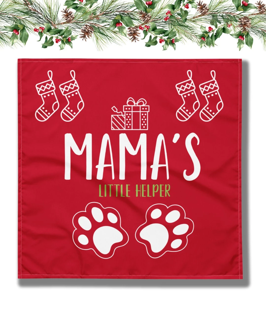 Mama's Little Helper Pet Bandana | Pet Wear, Holiday Gift, Christmas Pets, Limited Edition 4 Mama's Little Helper Pet Bandana | Pet Wear, Holiday Gift, Christmas Pets, Limited Edition - Image 2