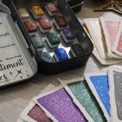 Enchantment 12 Mini Pans Of Watercolor With Effects | Metallic And Glitter Watercolor | Watercolor Craft | Painter Christmas Gift -Jewellery Soldes Boutique il fullxfull.5533774920 tdtr