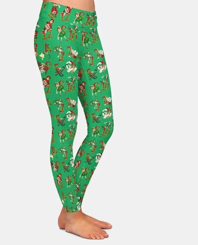 12 Days Of Christmas Printed, Buttery Soft Fabric Leggings, Recycled Material, Super Soft And Stretchy 4 12 Days Of Christmas Printed, Buttery Soft Fabric Leggings, Recycled Material, Super Soft And Stretchy - Image 2