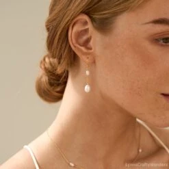 Real Pearl Drop Earrings, Dainty Pearl Dangle Earrings, Everyday Earrings For Women, Bridesmaid Gift For Her, Bridal Earrings,Christmas Gift