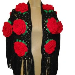 Rose Granny Crochet Shawl, Red Rose Afghan Wrap, Baby Wool Square Wrap, Christmas Gift, Mothers Day Gift -Jewellery Soldes Boutique il fullxfull.5558778565 d6x6
