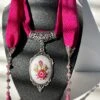 100% Handmade Embroidered Fular Necklace With Silver Plated Pendent, Gift For Her, Christmas Gift