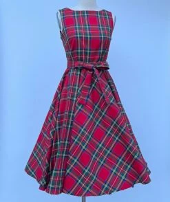 Christmas Red Plaid Tartan Dress Holiday Dress Sleevless Dress Audrey Dress