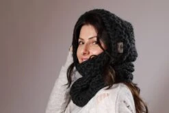 Chunky Hooded Cowl, Christmas Gift For Her, Knit Hooded Scarf, Thick Chunky Snood, Knit Accessories, Cold Weather