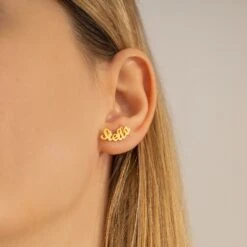 14K Gold Name Earrings - Nameplate Earrings - Stud Earring - Handmade Custom Name Earrings - Minimalist - Gift For Her - Christmas Gifts -Jewellery Soldes Boutique il fullxfull.5568044769 fh6d