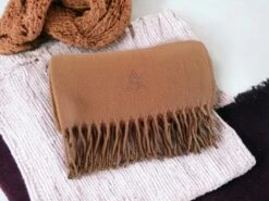 Soft Wool Scarf Personalized With Embroidered Initials, Winter Pashmina, Christmas Gift Idea, Men's And Women's Shawl With Fringes