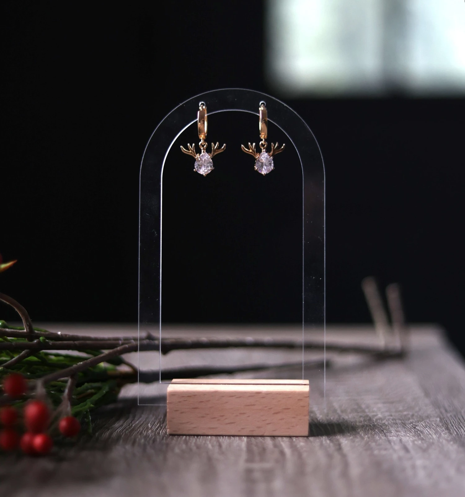 18K Gold Plated Cubic Zirconia Antler Reindeer Christmas Chunky Hoop Earrings | Real Gold Plated Brass Deer Antler Charm Holiday Hoops 4 18K Gold Plated Cubic Zirconia Antler Reindeer Christmas Chunky Hoop Earrings | Real Gold Plated Brass Deer Antler Charm Holiday Hoops - Image 2