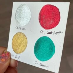 Merry Christmas Set 4 Half Pan Handmade Chrome Shimmer Metallic Watercolor Paints By Iuilewatercolors -Jewellery Soldes Boutique il fullxfull.5580757389 p3jq