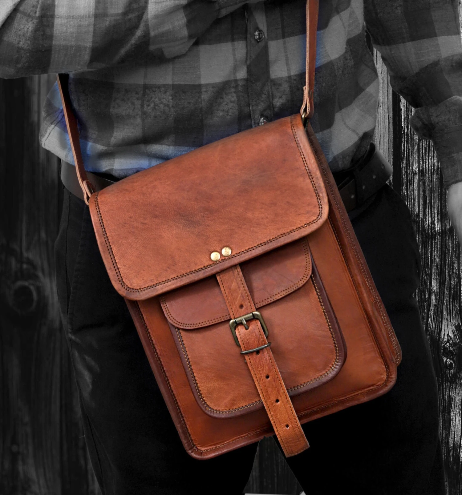 Leather Satchel Crossbody Bag, Men Women Genuine Leather Messenger Shoulder Bag Cross Body Bag I-Pad Bag For Men Christmas Gift Him Her 5 Leather Satchel Crossbody Bag, Men Women Genuine Leather Messenger Shoulder Bag Cross Body Bag I-Pad Bag For Men Christmas Gift Him Her - Image 3