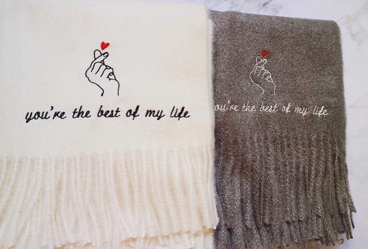 Personalized Embroidered Name Scarf, Custom Initial Monogrammed Logo Shawl, Wedding Bridesmaid Pashmina, Christmas Gift For Her 5 Personalized Embroidered Name Scarf, Custom Initial Monogrammed Logo Shawl, Wedding Bridesmaid Pashmina, Christmas Gift For Her - Image 3