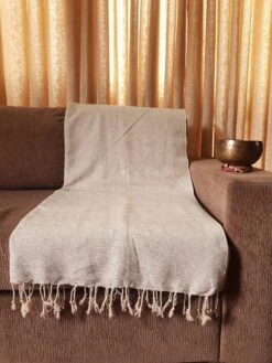 234x115 Cm Oversized Yak Wool Blanket Couch Throws Meditation Wrap Handloomed Beautiful Beige Color Christmas Gift