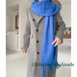Pure Color Mohair Scarf, Klein Blue Scarf, Solid Color Basic Scarf, Fashion Shawl, Christmas Gift -Jewellery Soldes Boutique il fullxfull.5589429476 3e08