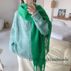 Pure Color Mohair Scarf, Klein Blue Scarf, Solid Color Basic Scarf, Fashion Shawl, Christmas Gift -Jewellery Soldes Boutique il fullxfull.5589430240 eigr