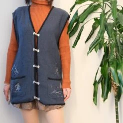 Conviction Navy Wool Vintage Christmas Jumper Vest -Jewellery Soldes Boutique il fullxfull.5589526086 fx2f