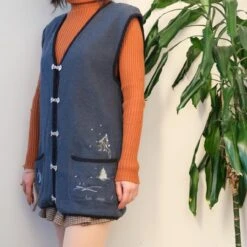 Conviction Navy Wool Vintage Christmas Jumper Vest -Jewellery Soldes Boutique il fullxfull.5589526114 668m