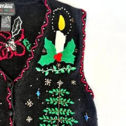 Vintage Studio Ho Ho Ho Ugly Christmas Sweater Vest - Size M -Jewellery Soldes Boutique il fullxfull.5589791026 ezv9