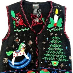 Vintage Studio Ho Ho Ho Ugly Christmas Sweater Vest - Size M -Jewellery Soldes Boutique il fullxfull.5589791416 sjn7