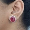 925 Sterling Silver Halo Ruby Earrings For Her, Christmas Gift ,Minimalist Jewelry, Handmade Jewelry | ADASTRA JEWELRY -Jewellery Soldes Boutique il fullxfull.5604578922 2l02