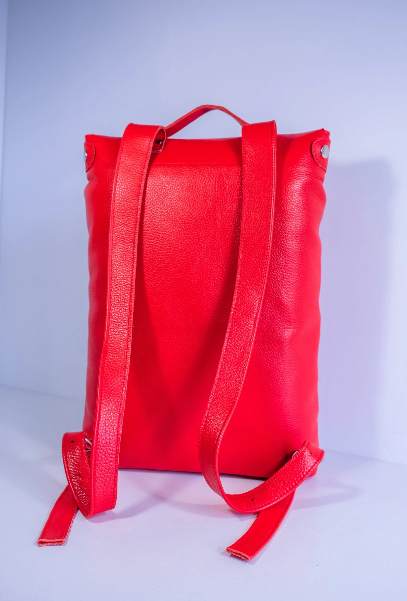 Hot Red Colored Middle Size Leather Backpack Rucksack / In Stock / Laptop Backpack / Leather Rucksack / Womens Backpack / Christmas Gift / 5 Hot Red Colored Middle Size Leather Backpack Rucksack / In Stock / Laptop Backpack / Leather Rucksack / Womens Backpack / Christmas Gift / - Image 3