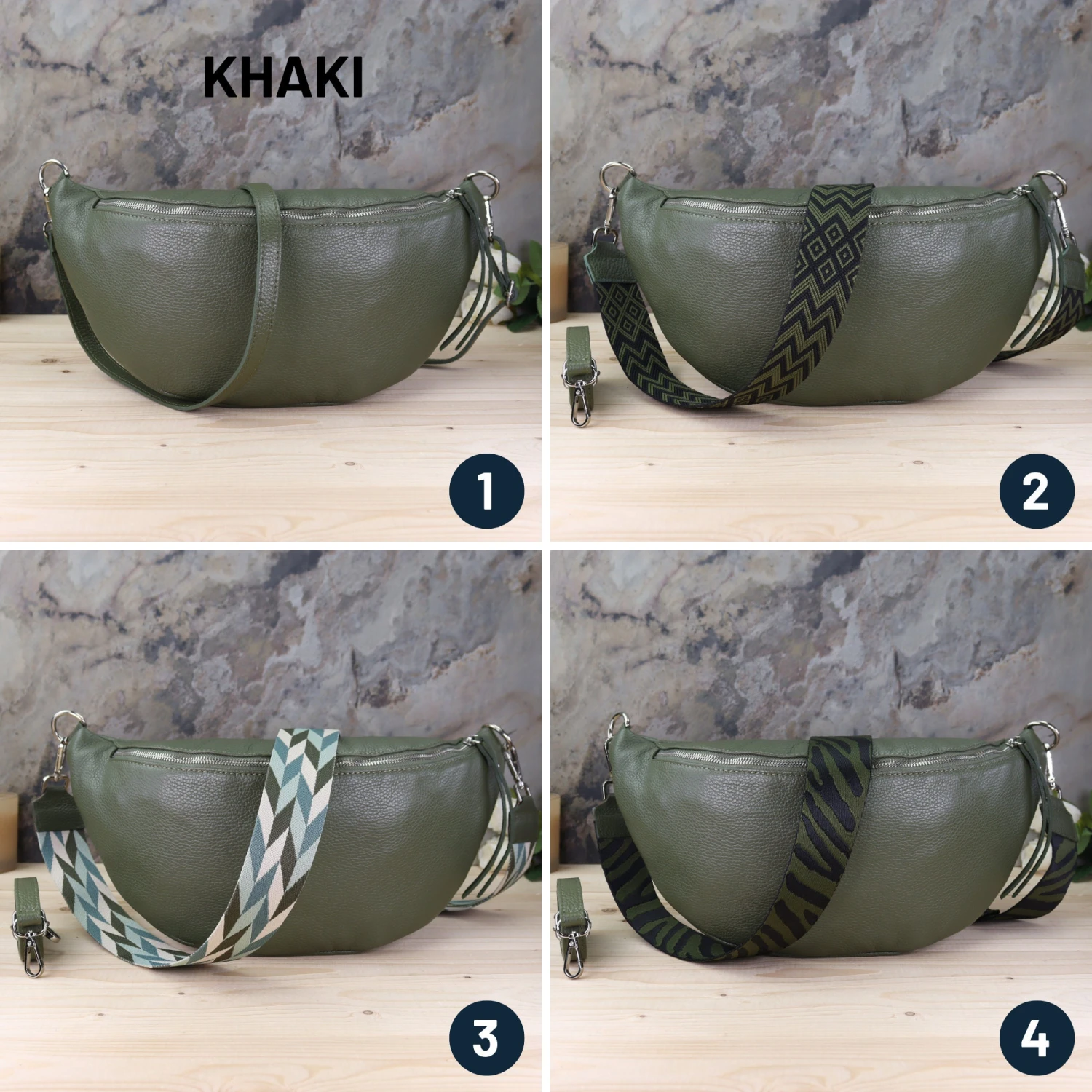 Fanny Pack With Leather Belt And Patterned Belt, Women Shoulder Bag Leather With Extra Strap, Belly Bag, Christmas And Valentine's Day Gift 7 Fanny Pack With Leather Belt And Patterned Belt, Women Shoulder Bag Leather With Extra Strap, Belly Bag, Christmas And Valentine's Day Gift - Image 5