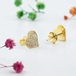 Fingerprint Earrings, Memorial Gifts, Heart Earring, Custom Heart Charm, Personalized Gift, Birthday Gift, Christmas Gift